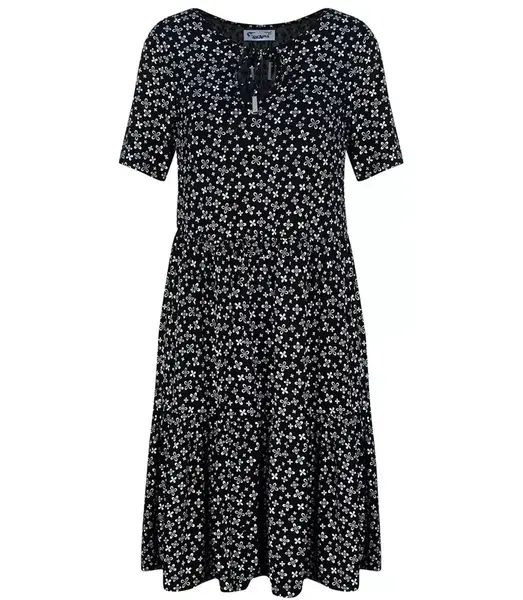 Trapeze summer dress with a white MIDI print