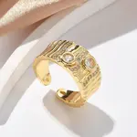 Brass Micro Pave Clear Cubic Zirconia Cuff Rings for Women