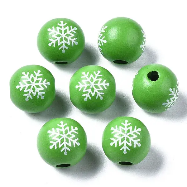 Painted Natural Wood European Beads