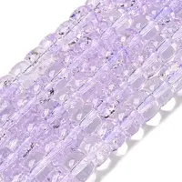 Transparent Spray Painting Crackle Glass Beads Strands