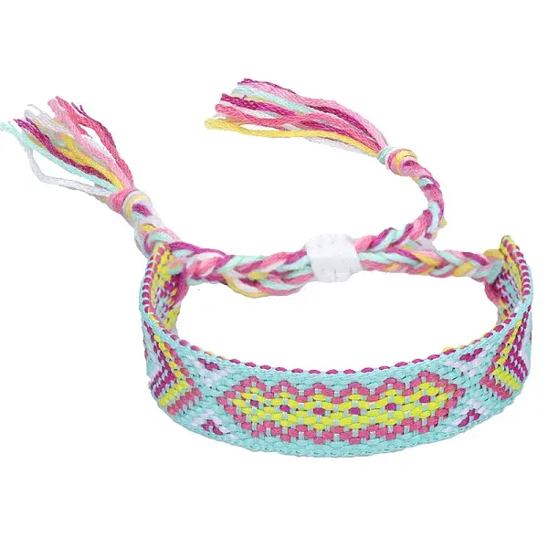 Polyester-cotton Braided Rhombus Pattern Cord Bracelet