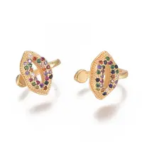 Golden Plated Brass Micro Pave Cubic Zirconia Cuff Earrings