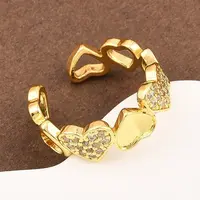 Brass Micro Pave Cubic Zirconia Cuff Rings for Women
