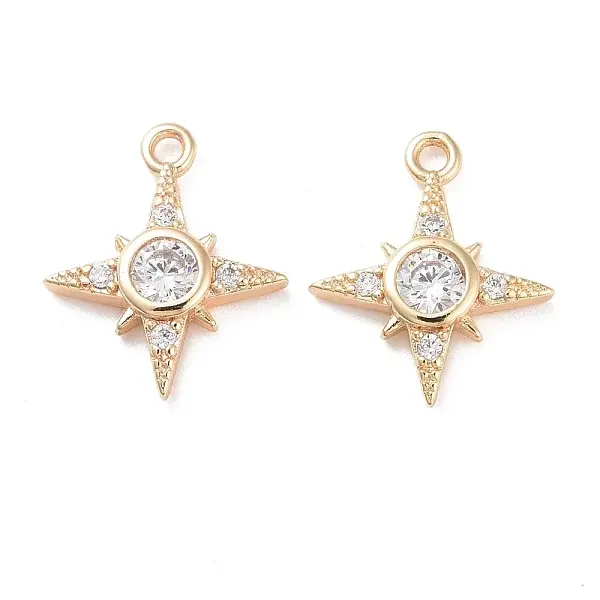 Brass Micro Pave Clear Cubic Zirconia Charms