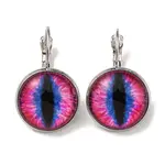 Dragon Eye Glass Leverback Earrings with Brass Earring Pins