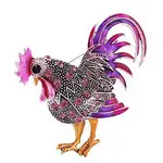 Rhinestone Rooster Brooch Pin