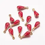 Antique Golden Plated Brass Enamel Teardrop Charms