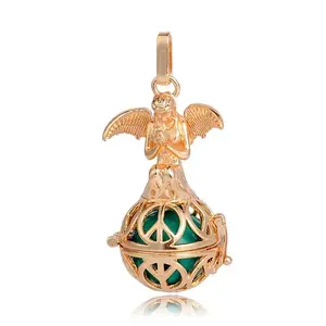 Golden Plated Brass Hollow Round Cage Pendants