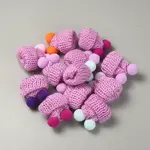 Woolen Crochet Mini Hat with Double Pom Pom Ball