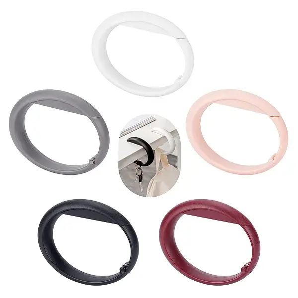 5Pcs 5 Colors Round Plastic Purse Hooks