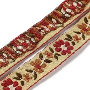 Ethnic Style Flower Embroidery Polyester Ribbon