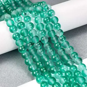 Frosted Transparent Glass Bead Strands