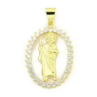 Rack Plating Brass Micro Pave Clear Cubic Zirconia Pendants