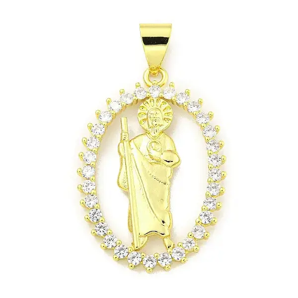 Rack Plating Brass Micro Pave Clear Cubic Zirconia Pendants