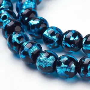 Handmade Silver Foil Lampwork Beads Strands