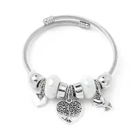 European Style Stainless Steel & Alloy Charm Bangles for Women