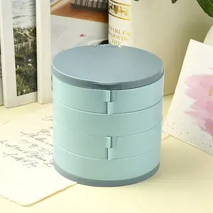 Rotatable 4-Layer Plastic Jewelry Storage Box
