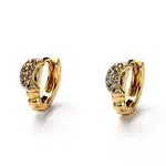 Brass Micro Pave Clear Cubic Zirconia Huggie Hoop Earrings