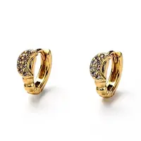 Brass Micro Pave Clear Cubic Zirconia Huggie Hoop Earrings