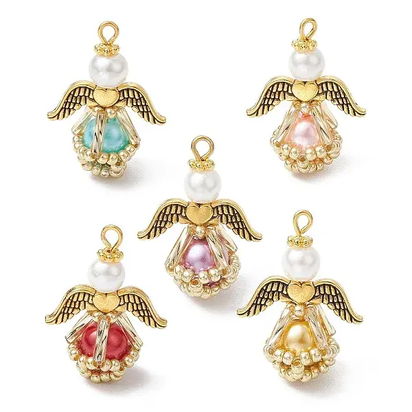 Glass Pearl Round Beaded Pendants