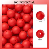 100Pcs Silicone Beads Round Rubber Bead 15MM Loose Spacer Beads for DIY Supplies Jewelry Keychain Making