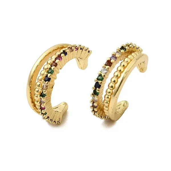 Brass Micro Pave Cubic Zirconia Cuff Earrings
