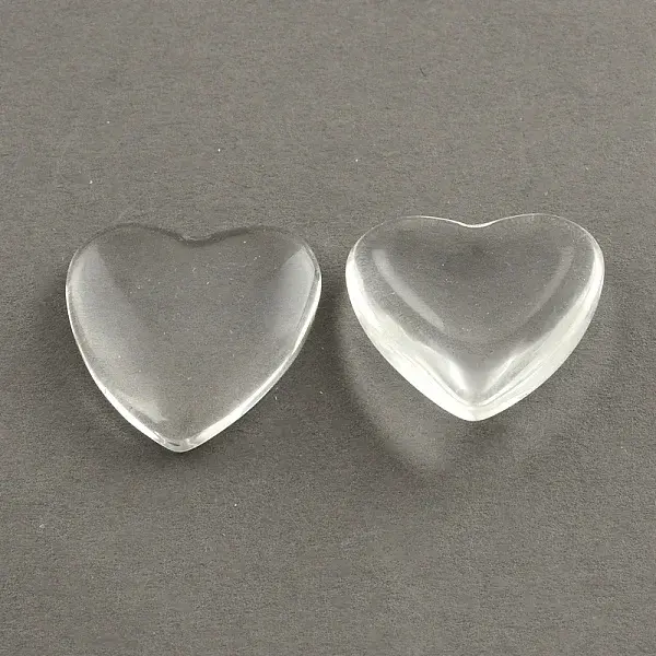 Transparent Glass Heart Cabochons