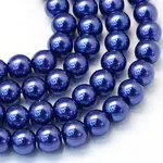 Baking Paint Pearlized Glass Pearl Round Bead Strands