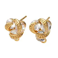 Brass Pave Clear Cubic Zirconia Stud Earring Findings