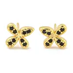 Rack Plating Brass Micro Pave Clear Cubic Zirconia Stud Earrings