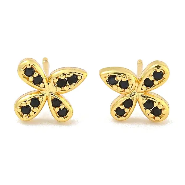 Rack Plating Brass Micro Pave Clear Cubic Zirconia Stud Earrings