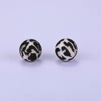 Printed Round with Leopard Print Pattern Silicone Focal Beads