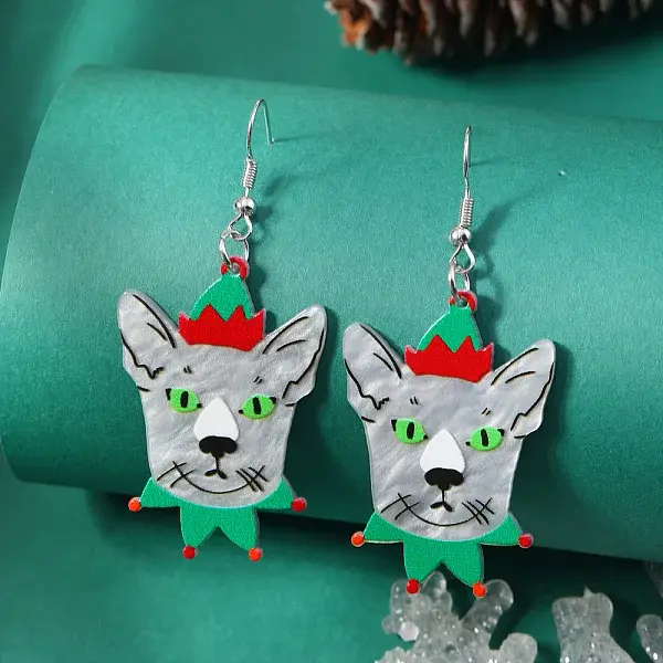 Personality Design Christmas Acrylic Dangle Earrings
