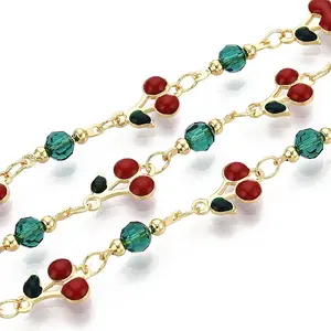 Brass Enamel Cherry Link Chains