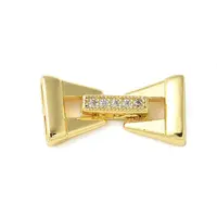 Brass Micro Pave Cubic Zirconia Fold Over Clasps