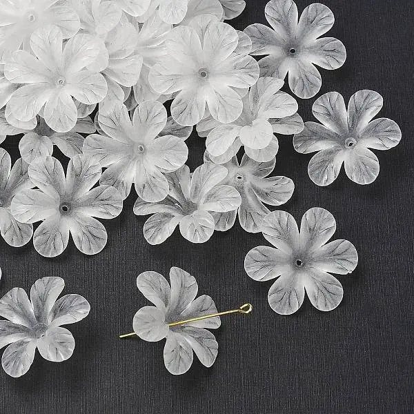 Frosted Flower Clear Transparent Acrylic Beads
