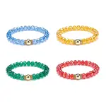 4Pcs 4 Style Glass & Rhinestone Beaded Stretch Bracelets Set for Women