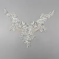 Hand Sewing Flower Pattern Rhinestone Costume Appliques