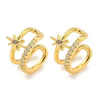 Brass Micro Pave Cubic Zirconia Cuff Earrings