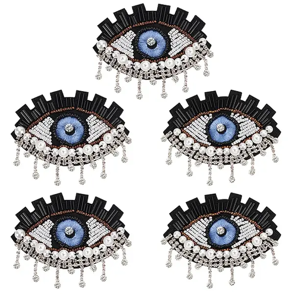 5Pcs Evil Eye Cloth Embroidered Appliques