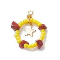 Natural Red Jasper Chips & Glass Seed Pendants