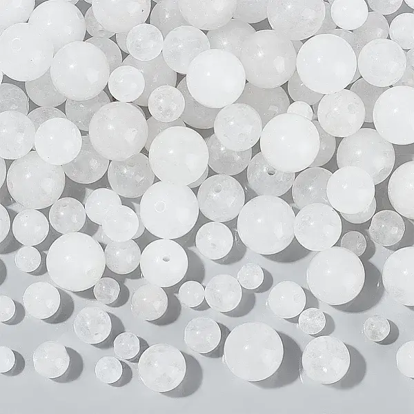 4 Strands 4 Styles Round Natural White Jade Beads Strands