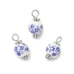 10Pcs Handmade Flower Printed Porcelain Pendants