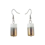 Half Electroplate Opaque Glass Column Beads Dangle Earrings
