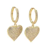 Cubic Zirconia Heart Dangle Hoop Earrings