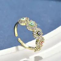 Brass Micro Pave Cubic Zirconia Cuff Rings for Women