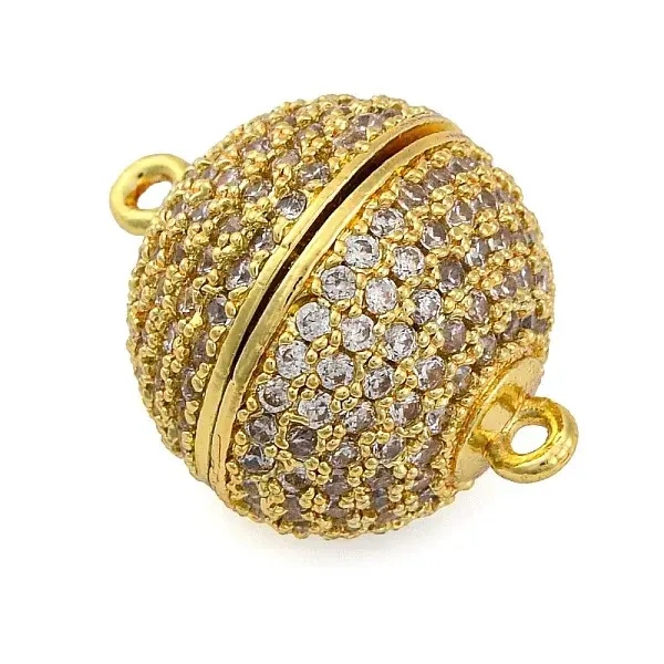 Brass Micro Pave Clear Cubic Zirconia Magnetic Clasps