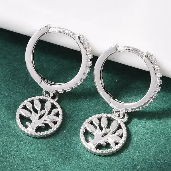 S925 Sterling Silver Micro Pave Clear Cubic Zirconia Hoop Earrings for Women
