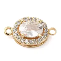 Brass Pave Clear Cubic Zirconia Connector Charms