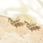Brass Micro Pave Clear Cubic Zirconia Stud Earrings